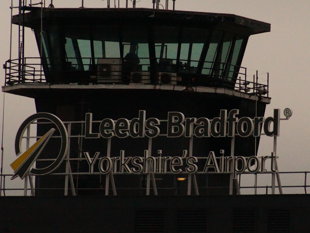 Leeds Bradford Airport sign outside the airport.
