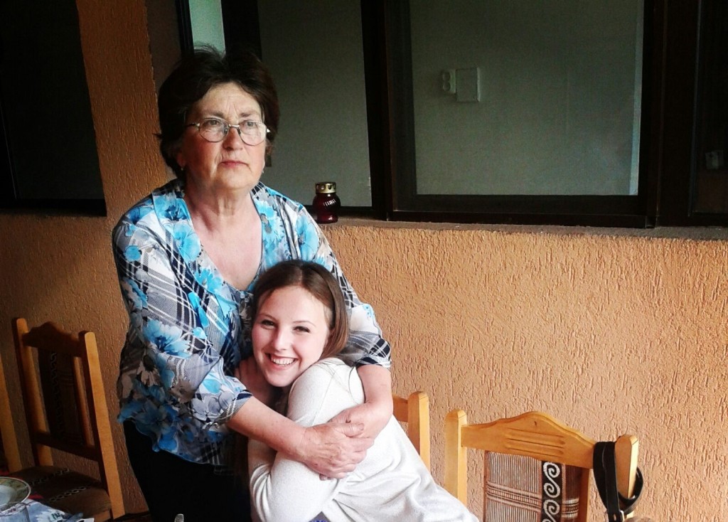 The author and her grandma hugging.